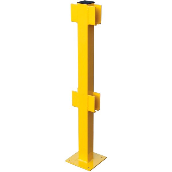 Global Industrial Steel Lift-Out Guard Rail In-Line Post, Double-Rail, 42H, Yellow 708440